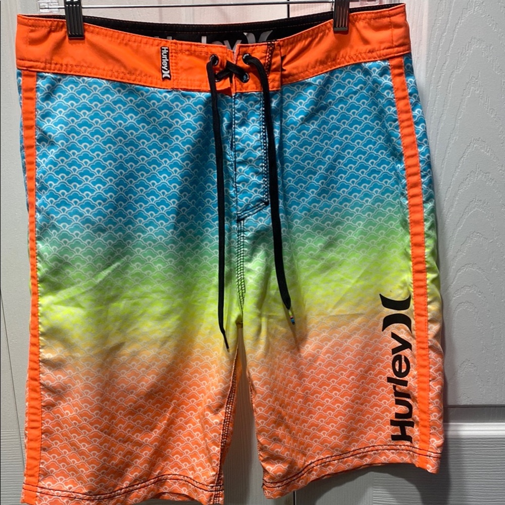 Hurley Orange and Blue Board Shorts Vibrant Swimwear